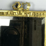 Old gilded bronze mirror in Louis XVI style with beveled mirror 37x23,5cm