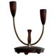 Simple double-headed table lamp in wood and brass, 1960s, Germany.