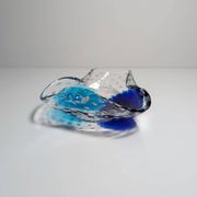 Vintage Murano ashtray Barovier Toso Bullicante Mint Green Turquoise Blue Bubbles