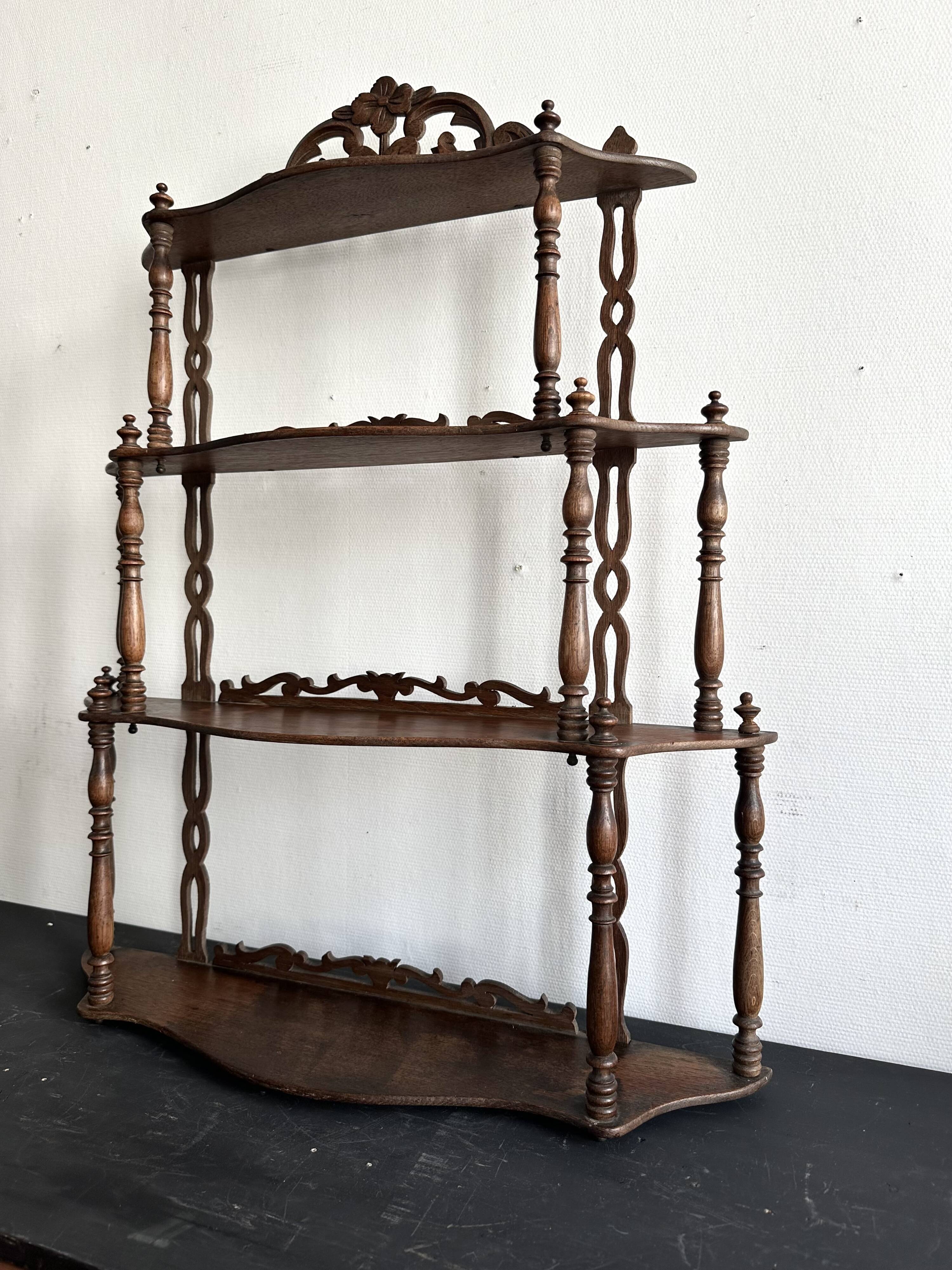 Large Napoleon III turned wood shelf, France 19th century