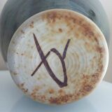 Vase vintage en céramique émaillée, tournée à la main, signature à identifier