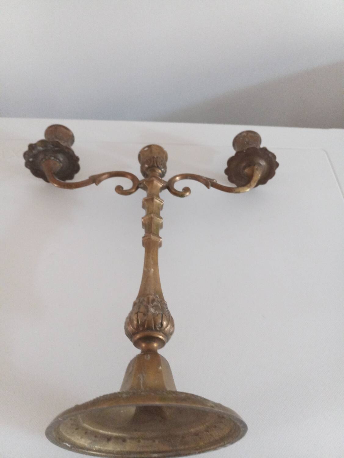 3-light bronze candle holder