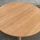 Renovated round extendable Scandinavian dining table in teak, 110cm.