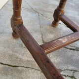 Antique 1900s Solid Oak Rustic Farmhouse Console Side Table