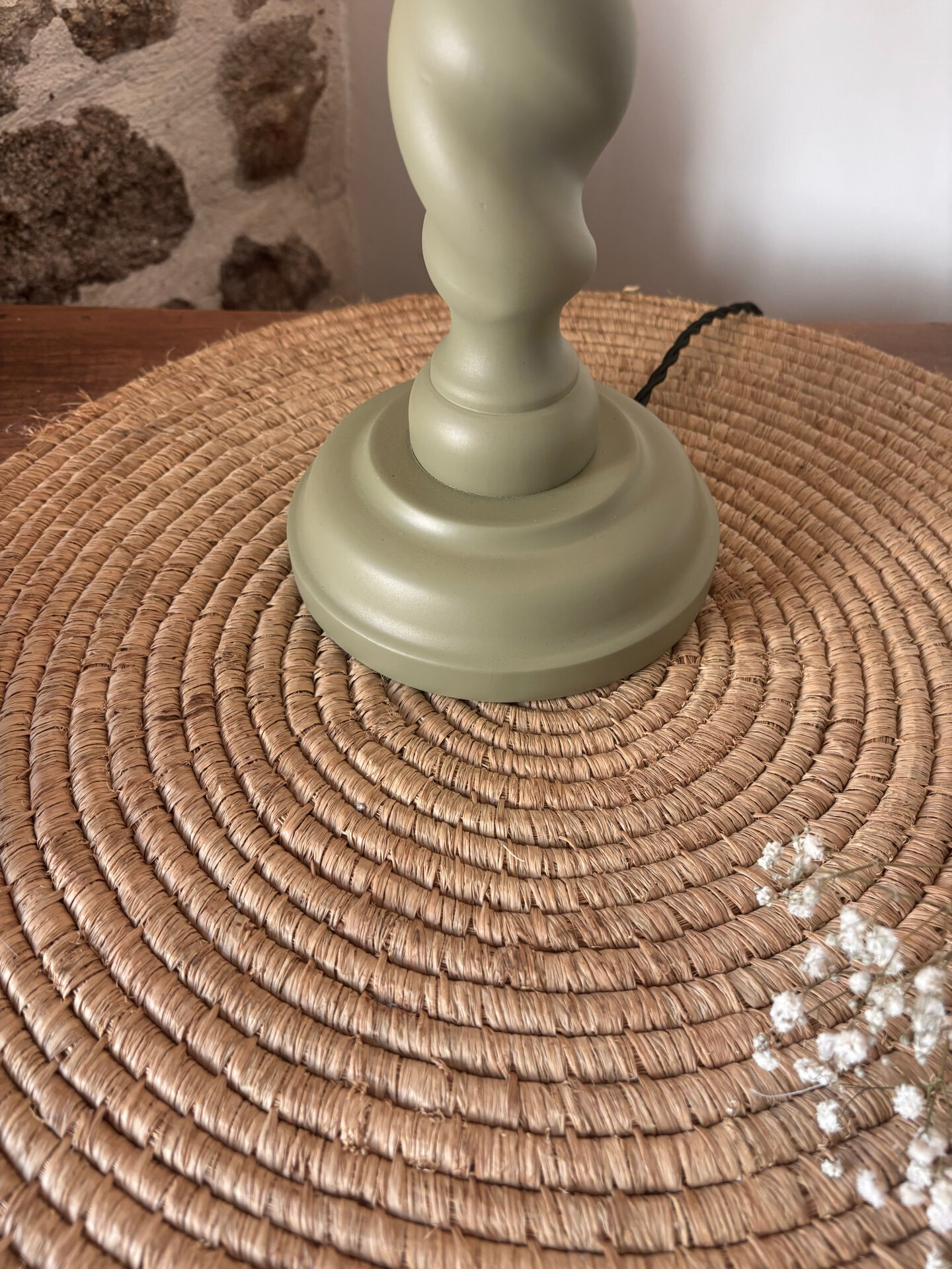 Lampe vintage torsadée – abat-jour indienne fait main