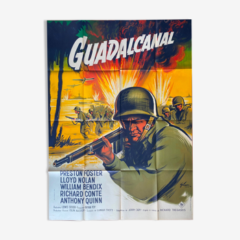 Affiche cinéma originale "Guadalcanal" Anthony Quinn 120x160cm 1960