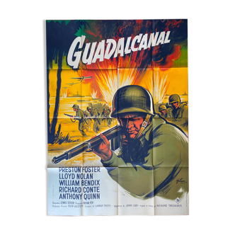 Affiche cinéma originale "Guadalcanal" Anthony Quinn 120x160cm 1960