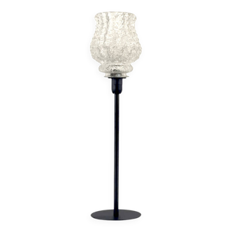 Table lamp with an old vintage glass lampshade, in the shape of a tulip