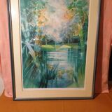 Lithograph by Hiraire signed and numbered Lake landscape