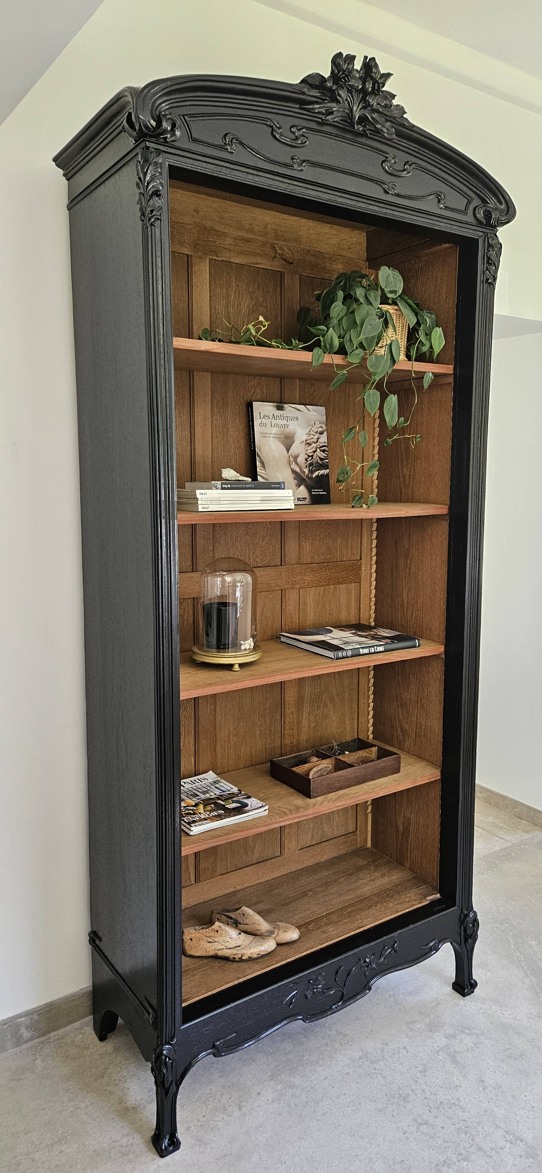 Library shelf cabinet of curiosities Art Nouveau black