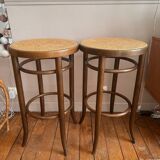 Wooden and cane bistro bar stools
