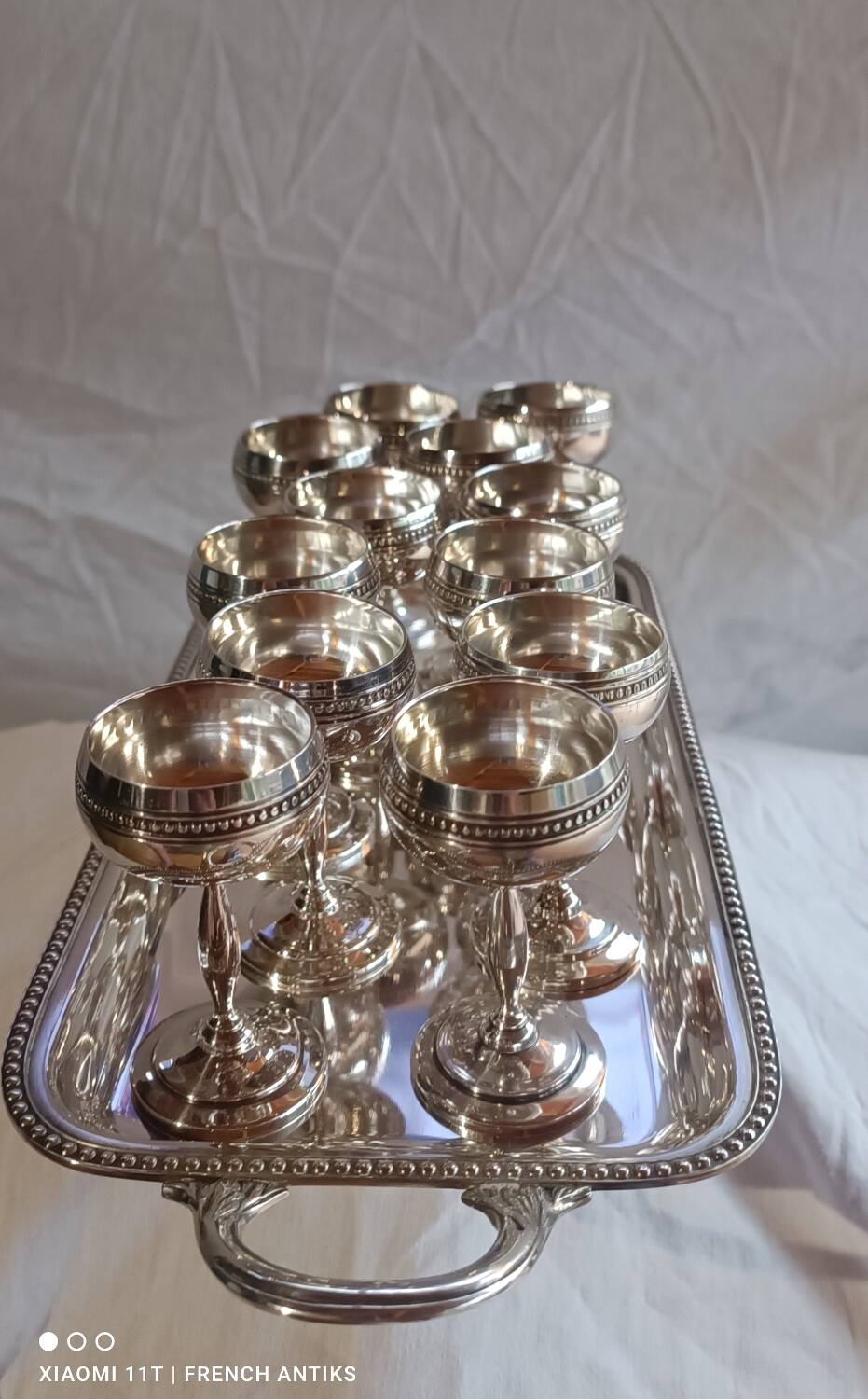 Silver-plated metal liqueur service, Roux Marquiant Silversmithing