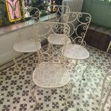 Salon de jardin blanc en fer forgé 1949 1950