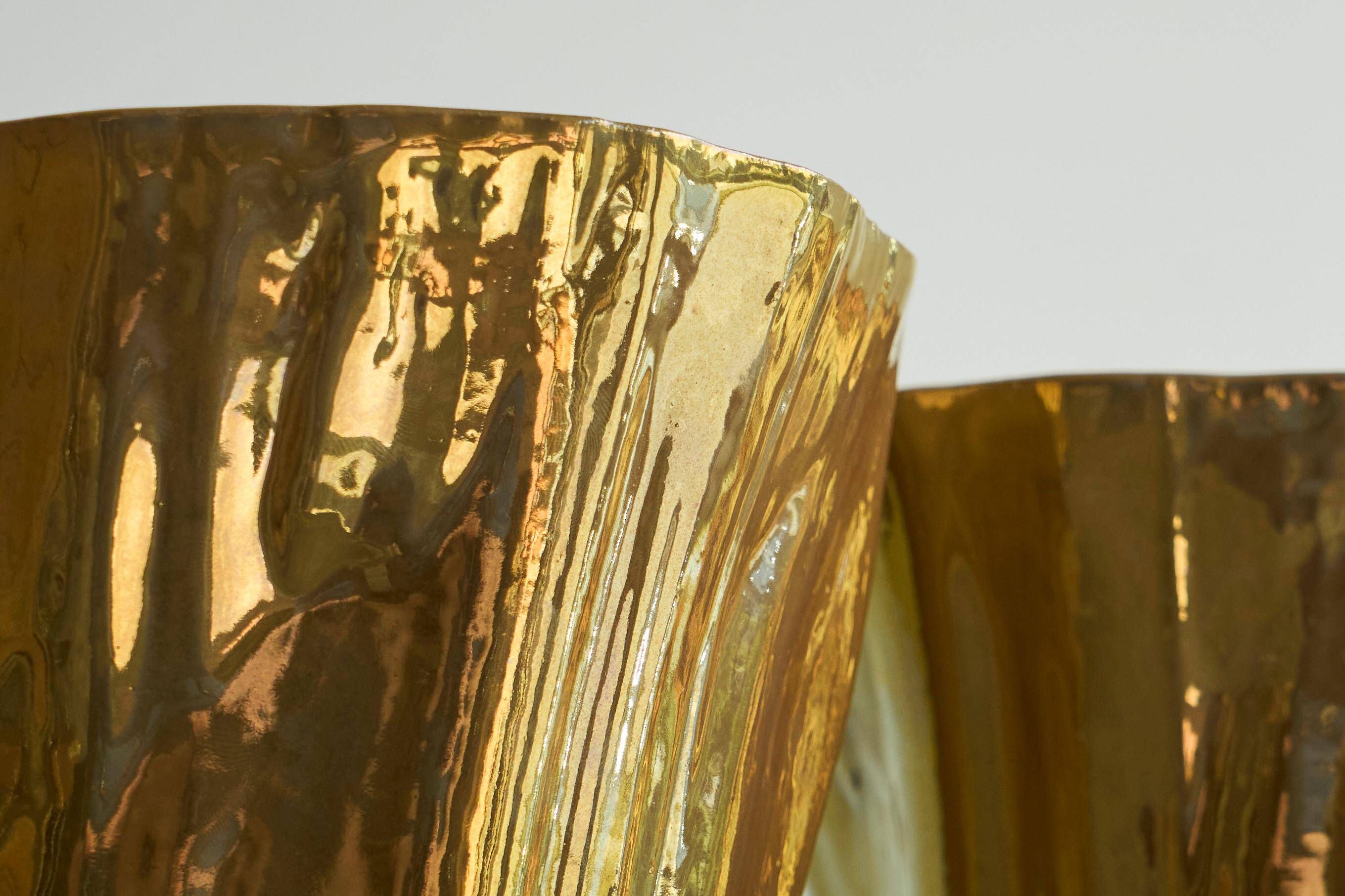 Pair of Kasper Mobach vases in pottery with golden glaze from the 1990s.