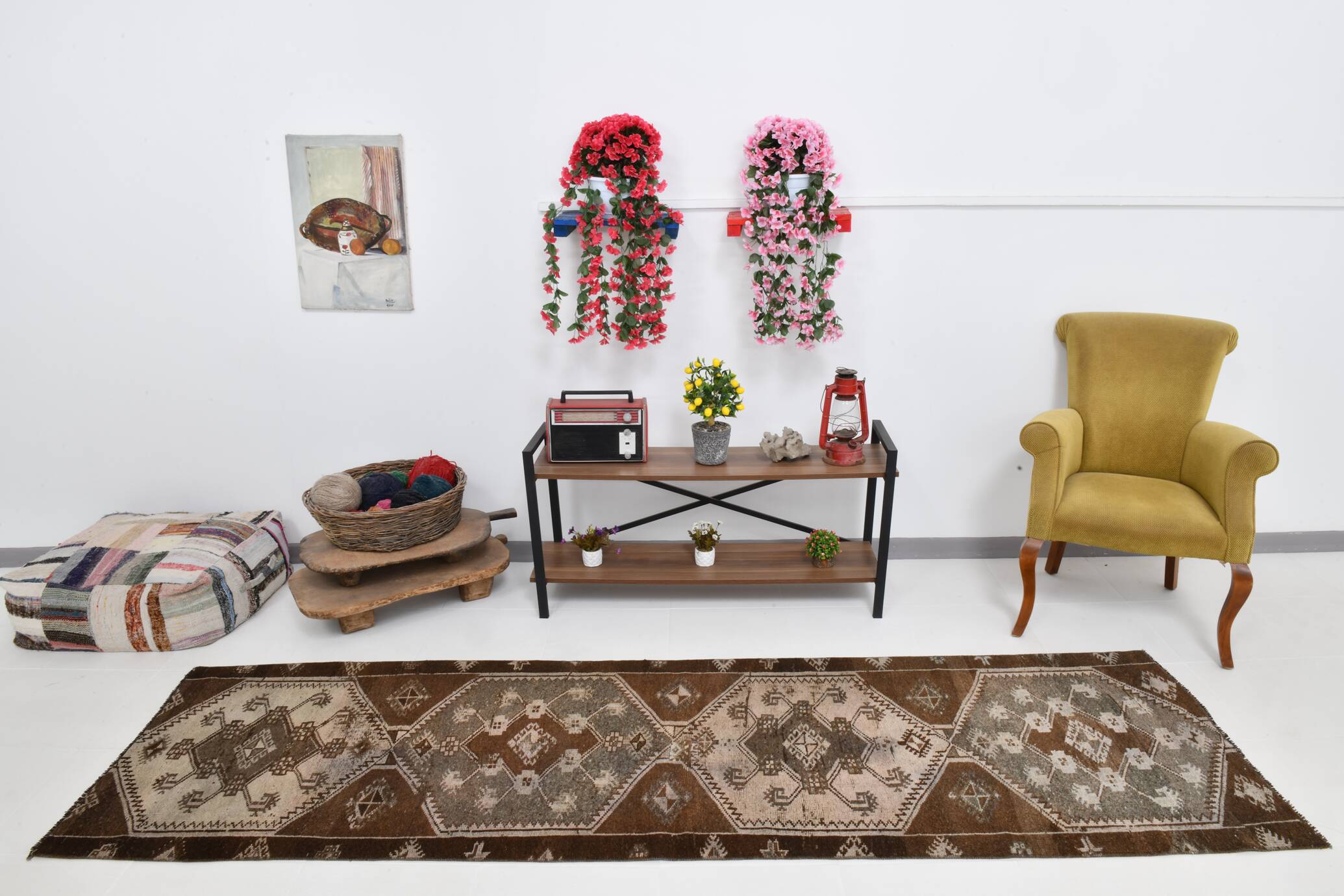 3x10 Dark Brown Oriental Persian Runner Rug 87x302Cm SK 21984