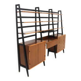 Scandinavian "triple" mahogany bookcase, Sweden, 1960