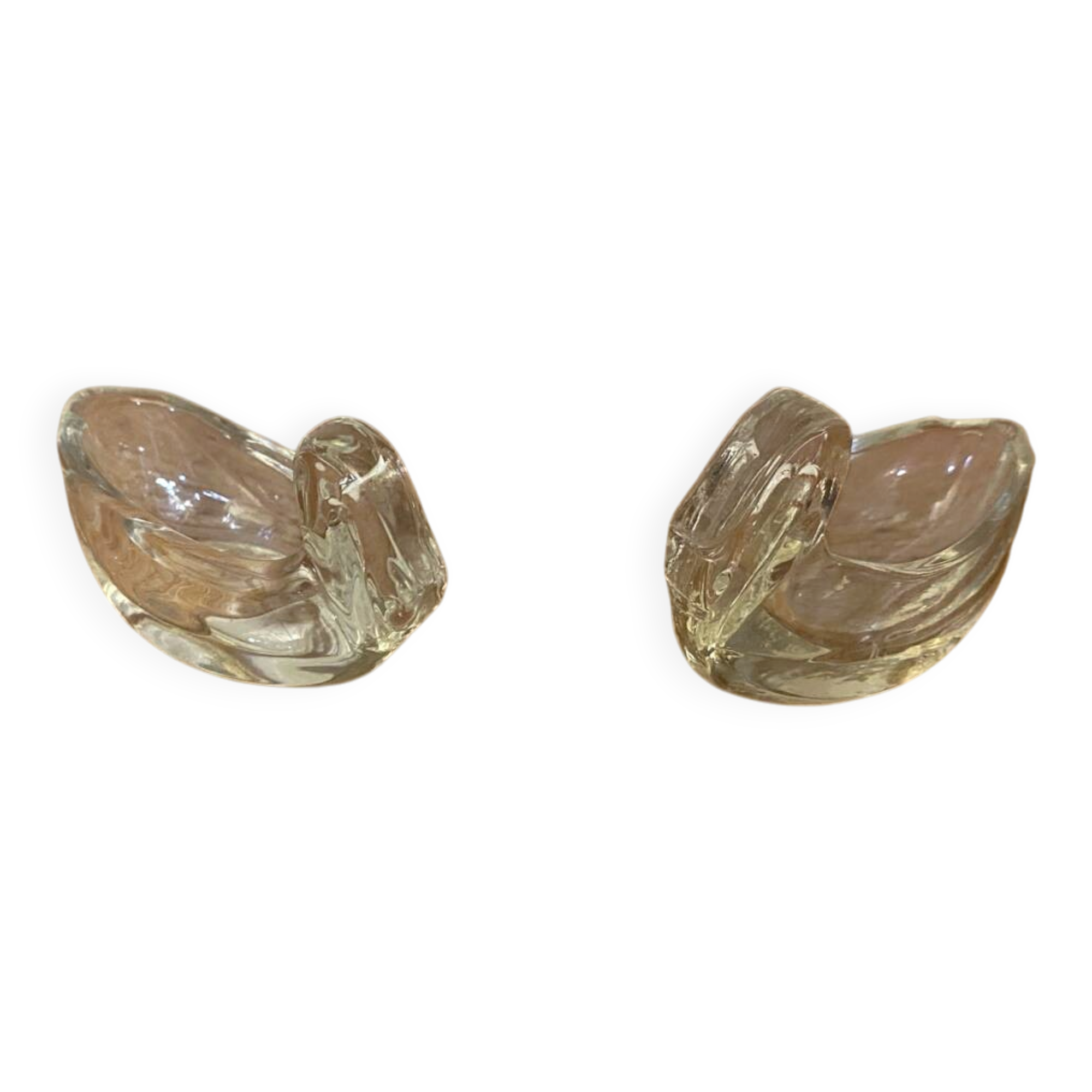 Paire de saleron ancien verre moulé cygne salière poivrier vintage