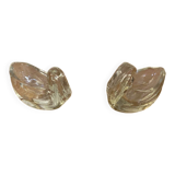 Paire de saleron ancien verre moulé cygne salière poivrier vintage