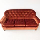 Rust Orange Velvet Couch