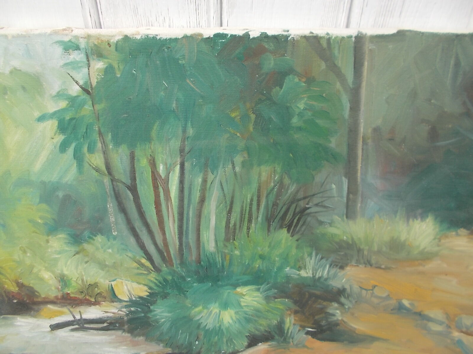 Painting landscape oil on canvas river 55 X 38cm