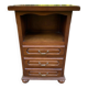 Side table with 3 drawers in solid wood, tall bedside table.