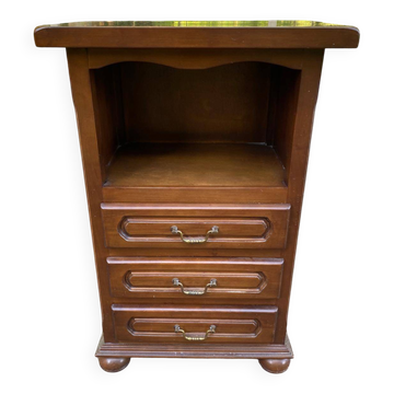 Commode meuble d'appoint 3 tiroirs en bois massif chevet haut