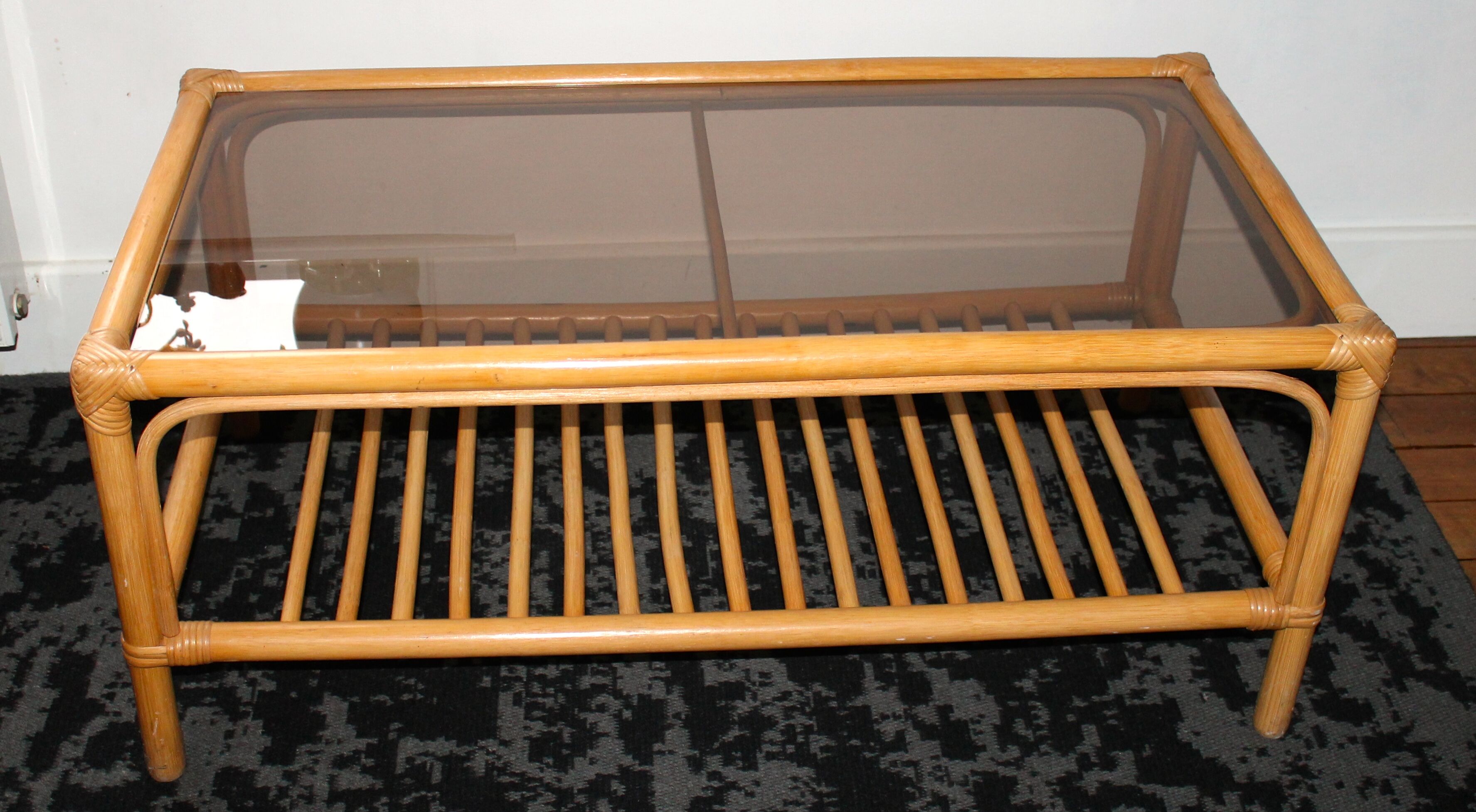 Table low vintage 70' rattan