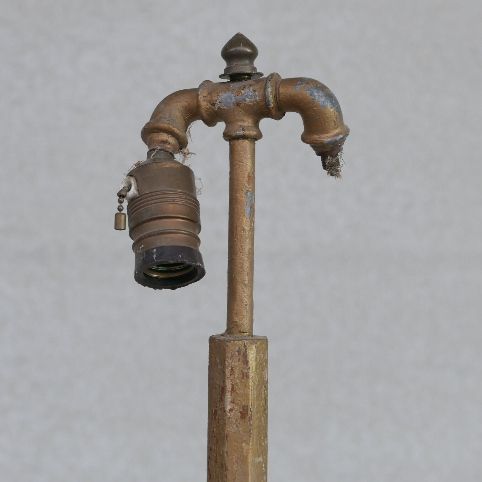 Art deco french wooden and metal gilt floor lamp