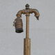 Art deco french wooden and metal gilt floor lamp