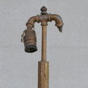 Art deco french wooden and metal gilt floor lamp
