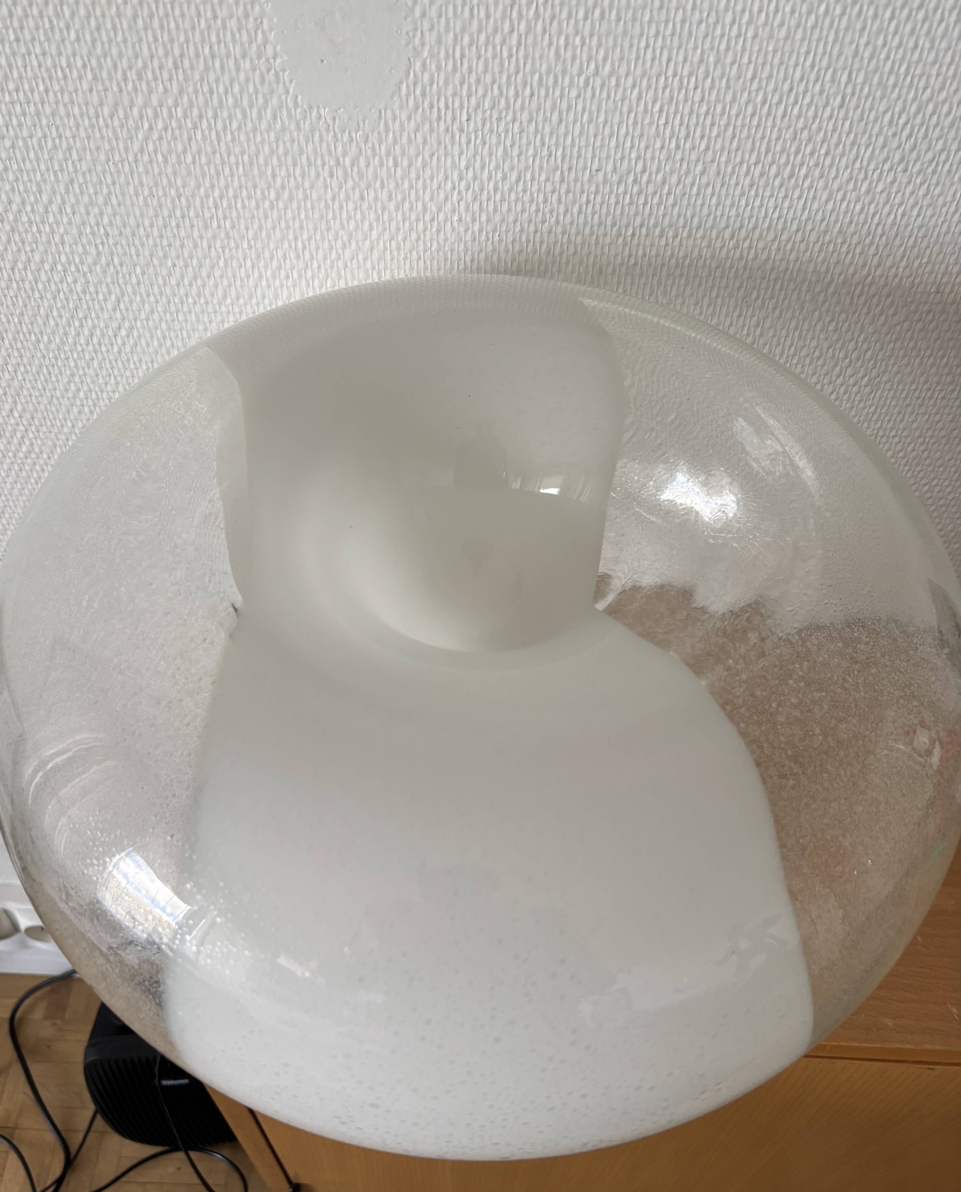 Mazzega Lampe Murano  Verre Puliginiso et inox 1971