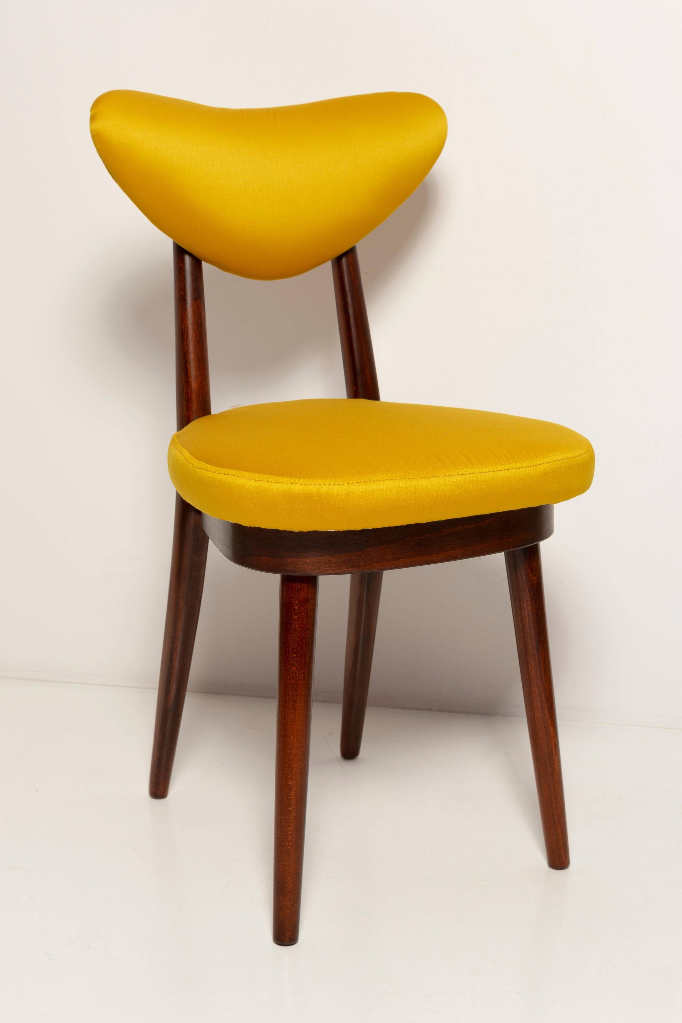 Midcentury Heart Chair in Yellow Satin Dedar Gildo Fabric, Europe, 1960s