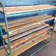 Steel and wooden shelf on wheels