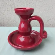 Burgundy ceramic candlestick