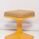 Mid-century mustard yellow floral stool, Poland, 1970s