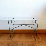 Glass and wrought iron coffee table, Italy 1960