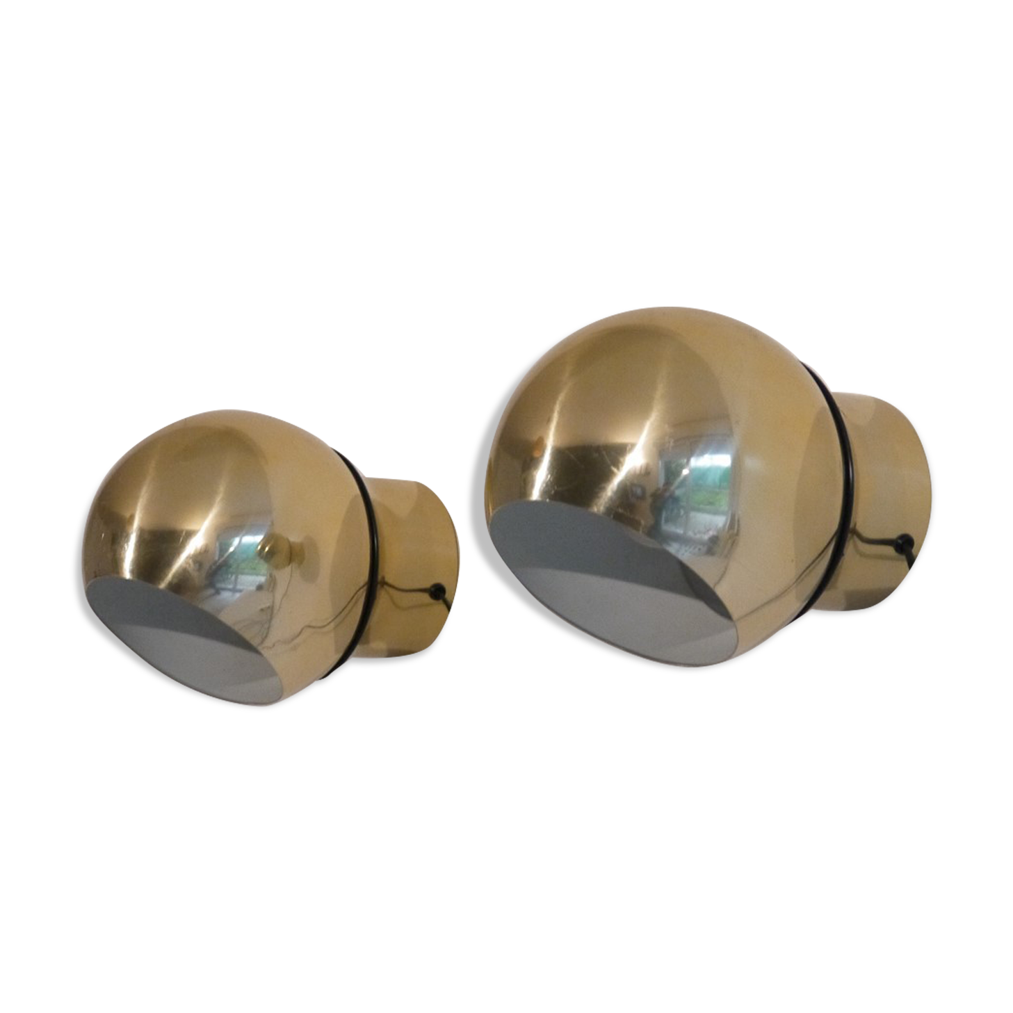 Pair of Scandinavian brass wall lamps 1970
