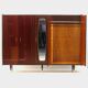 Grand armoire vintage en teck à 5 portes avec miroir, années 1960.