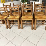Set of 8 Charles Dudouyt Brutalist Dining Chairs 1960