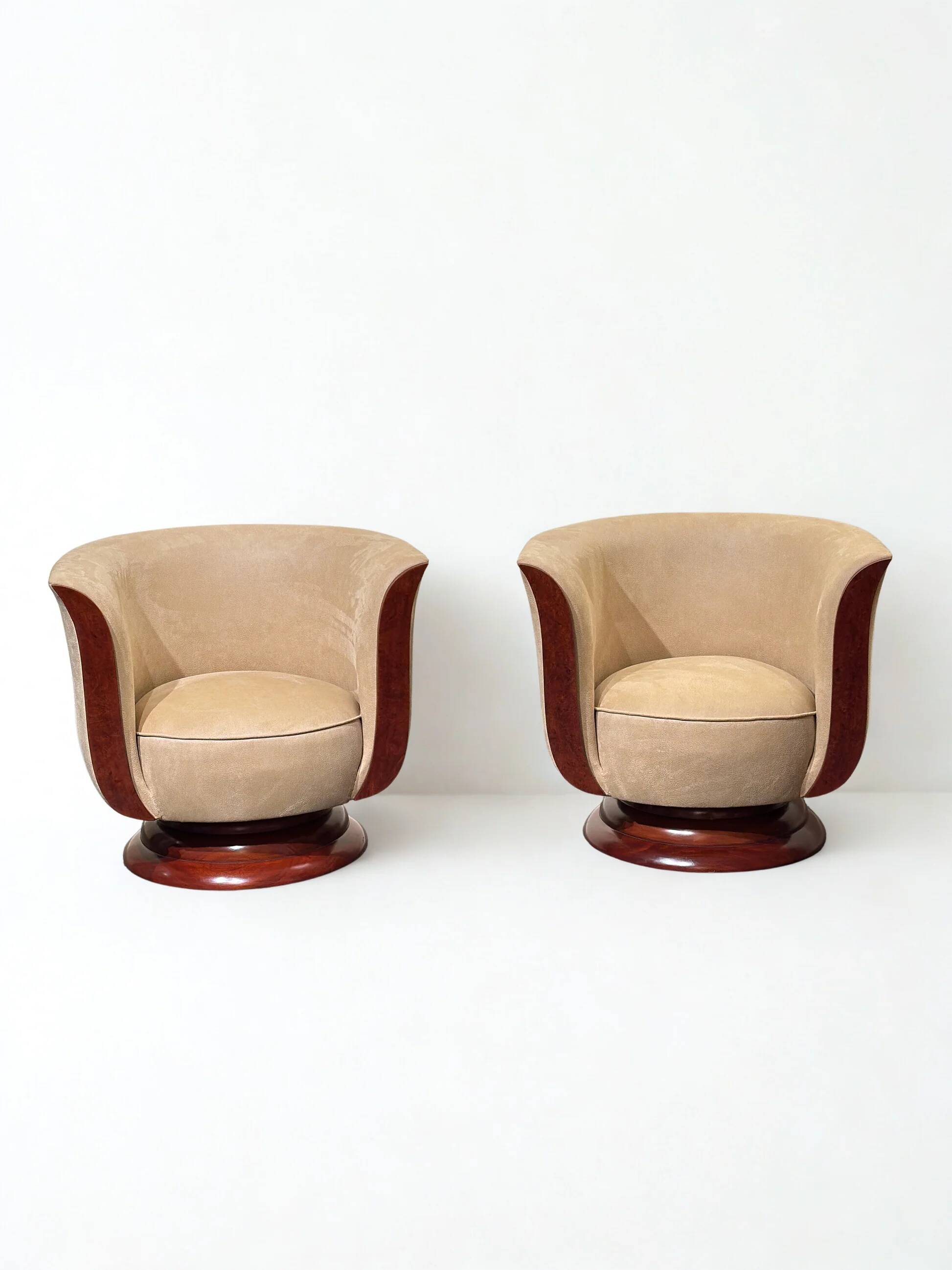 Pair of Art Deco tulip lounge chairs – Hôtel Le Malandre