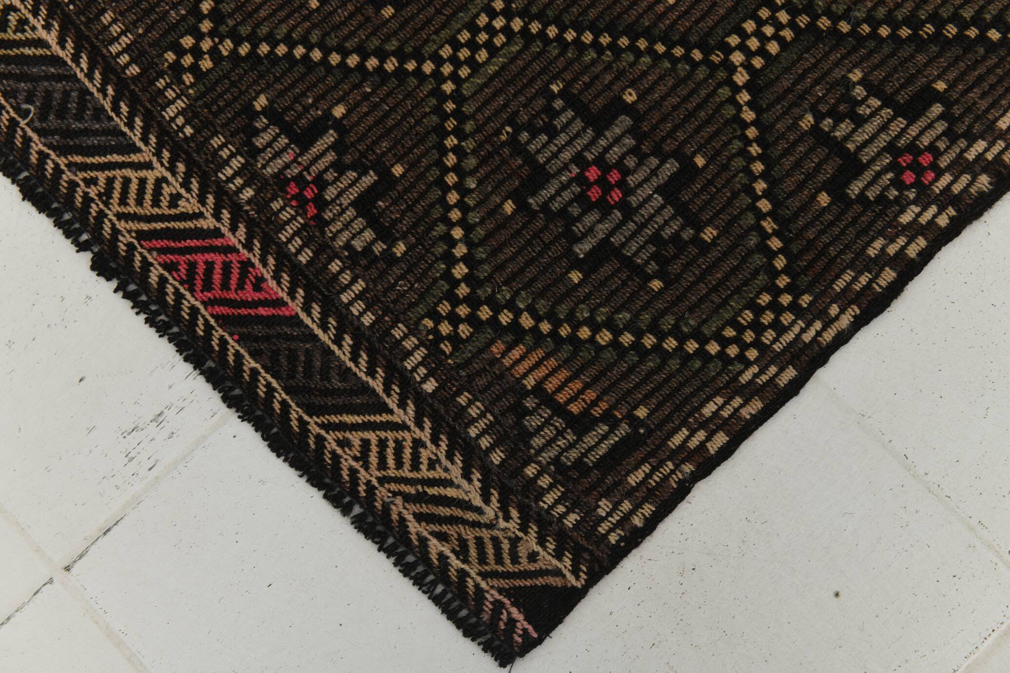 6x10 Brown Yellow Vintage Kilim Rug, 183x297Cm