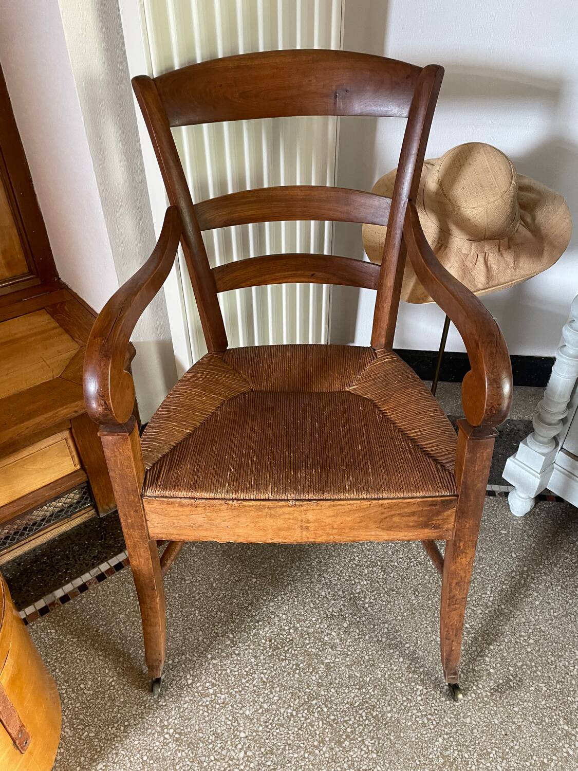 Restoration period straw armchair