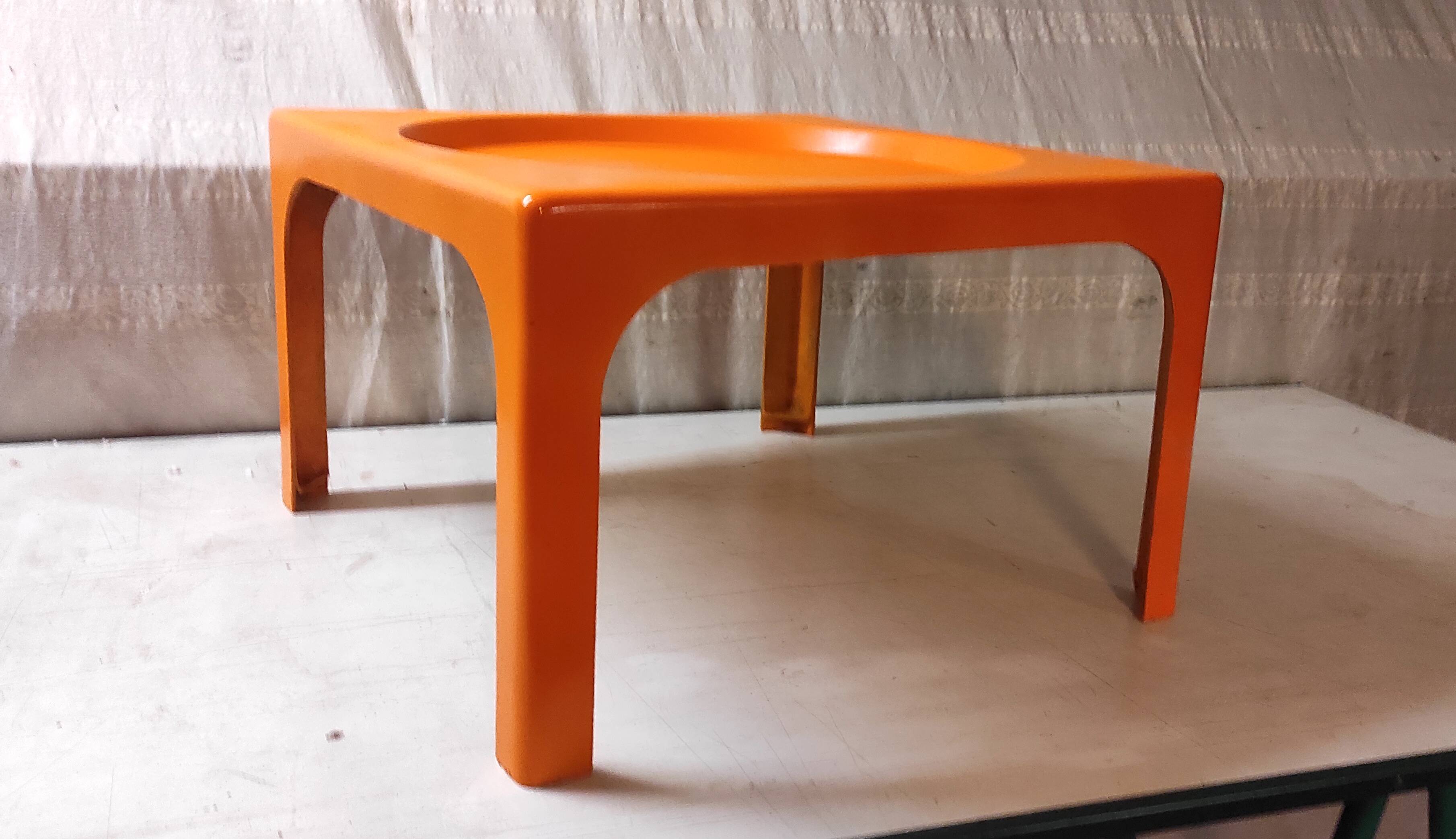 Orange fiberglass coffee table - 70s