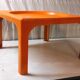 Orange fiberglass coffee table - 70s