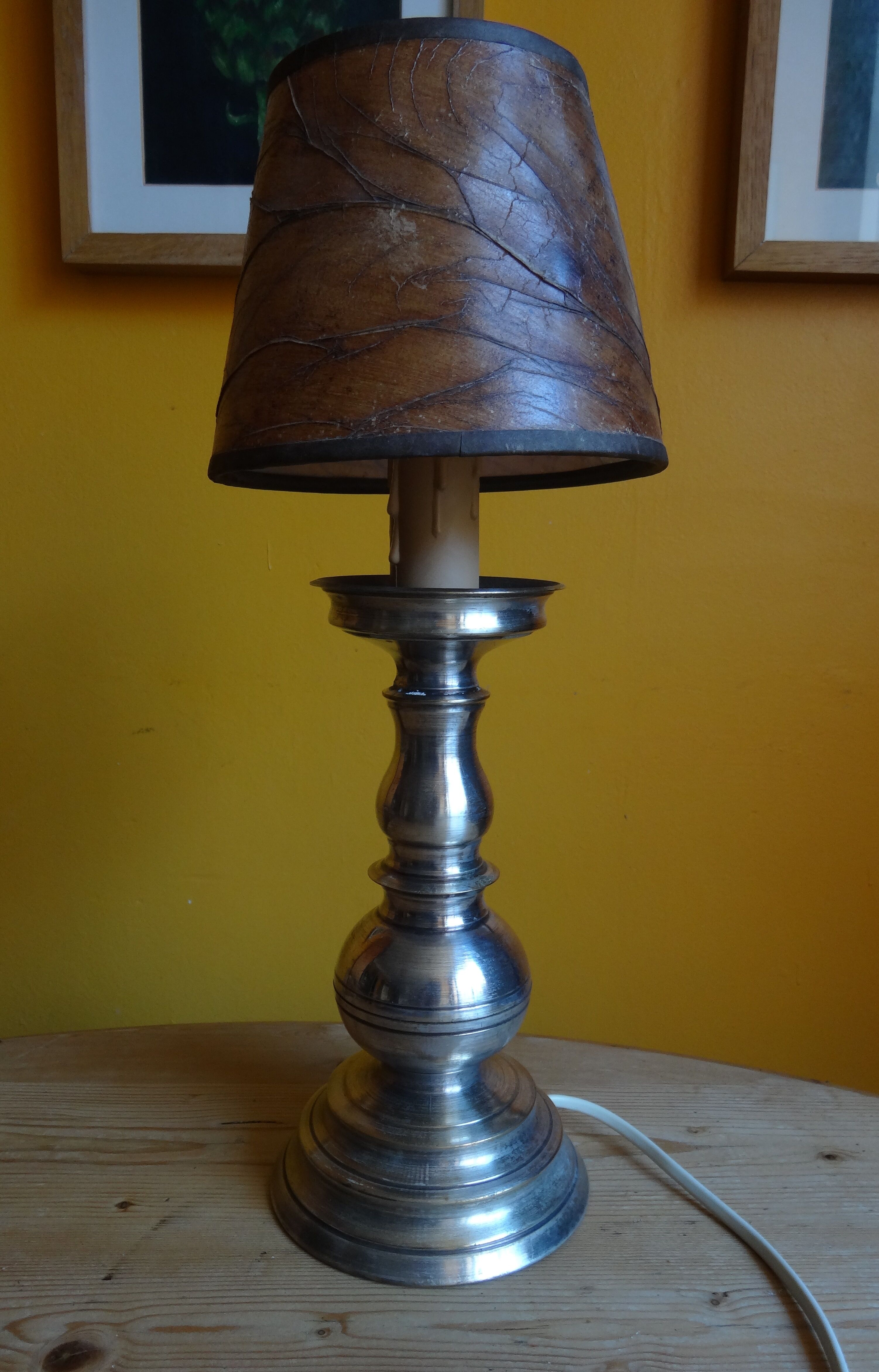 Silver metal candle holder lamp