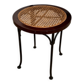 Tabouret canné Grange en fer forgé et bois massif