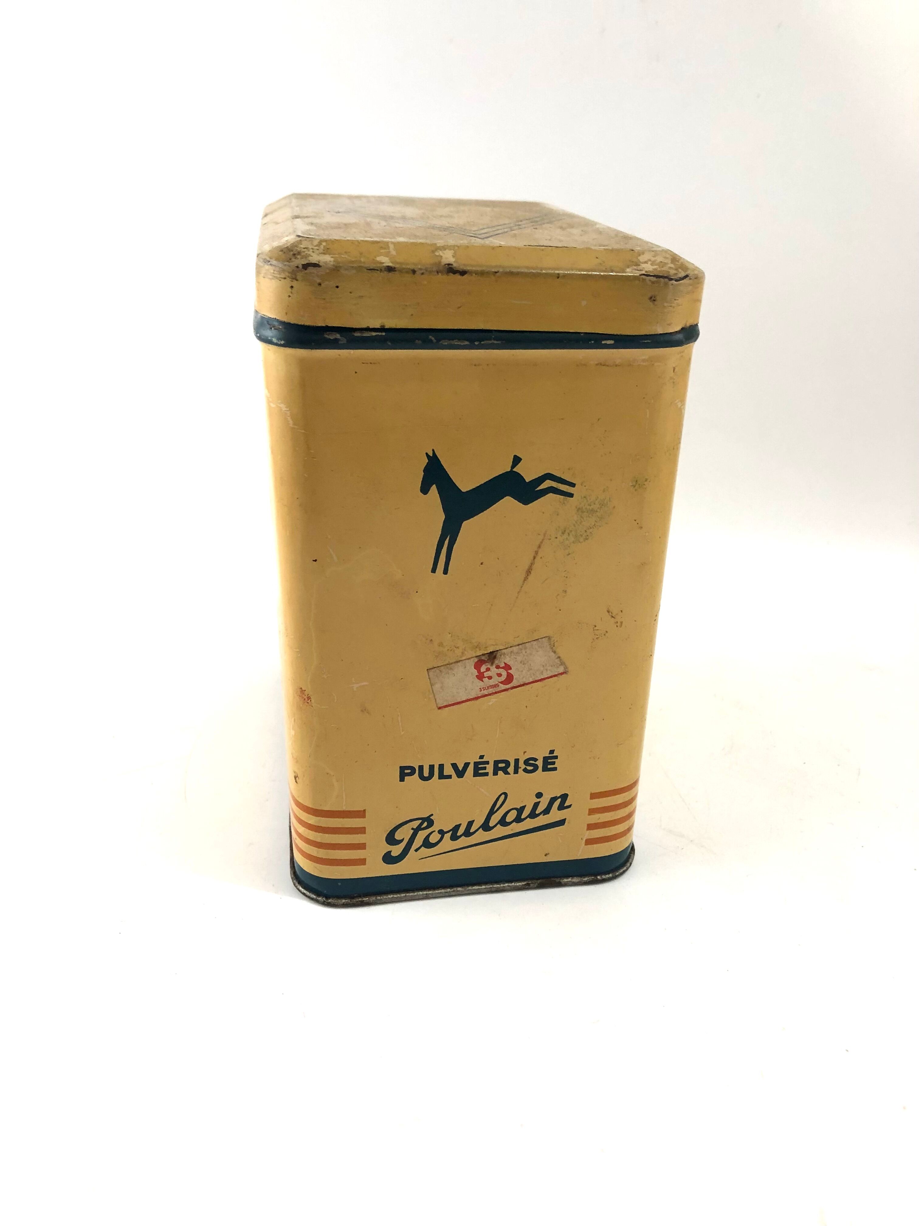 Old advertising metal box Chocolate Foal sprayed