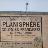 Carte scolaire Vidal Lablache Planisphère Colonies Françaises