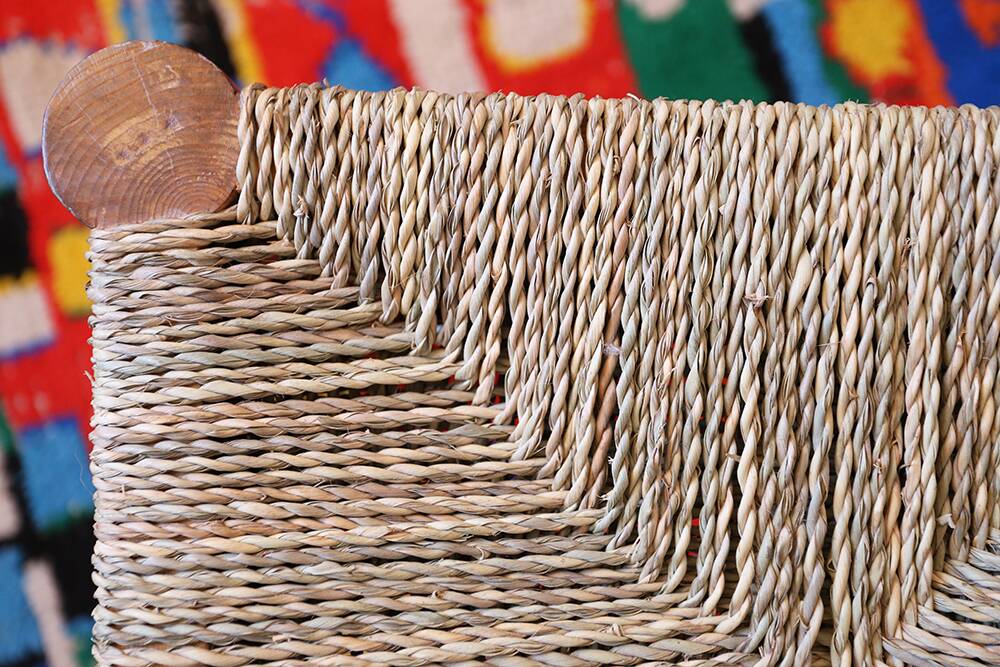 Handmade wood and straw chair in Morocco