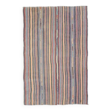 Tapis kilim turc vintage en laine et coton violet noué à la main